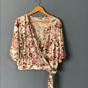 Charlotte Russe Creme Floral Blouse XL